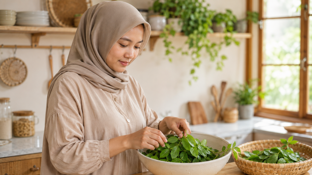 Daun katuk segar sebagai bahan pangan yang dikenal sebagai ASI booster alami