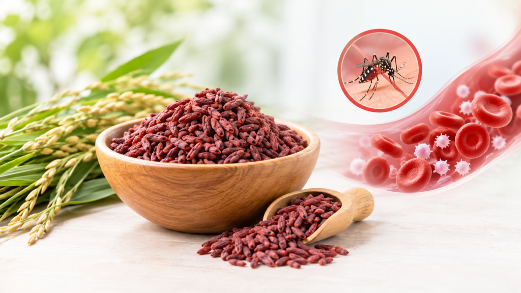 angkak untuk DBD, angkak meningkatkan trombosit, manfaat angkak, angkak dan trombosit, beras ragi merah, herbal untuk trombosit, angkak untuk demam berdarah, angkak DBD.