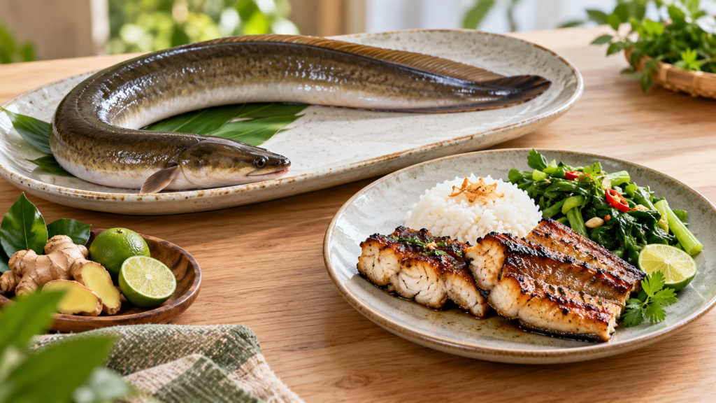 kandungan gizi ikan sidat, manfaat ikan sidat untuk anak, omega-3 ikan sidat, cara mengolah ikan sidat